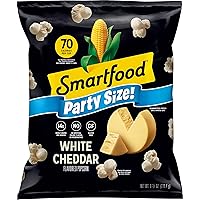 Vista 1 de Smartfood Palomitas de maíz, queso cheddar blanco, sin gluten, bolsa de tamaño de fiesta de 9.75 onzas