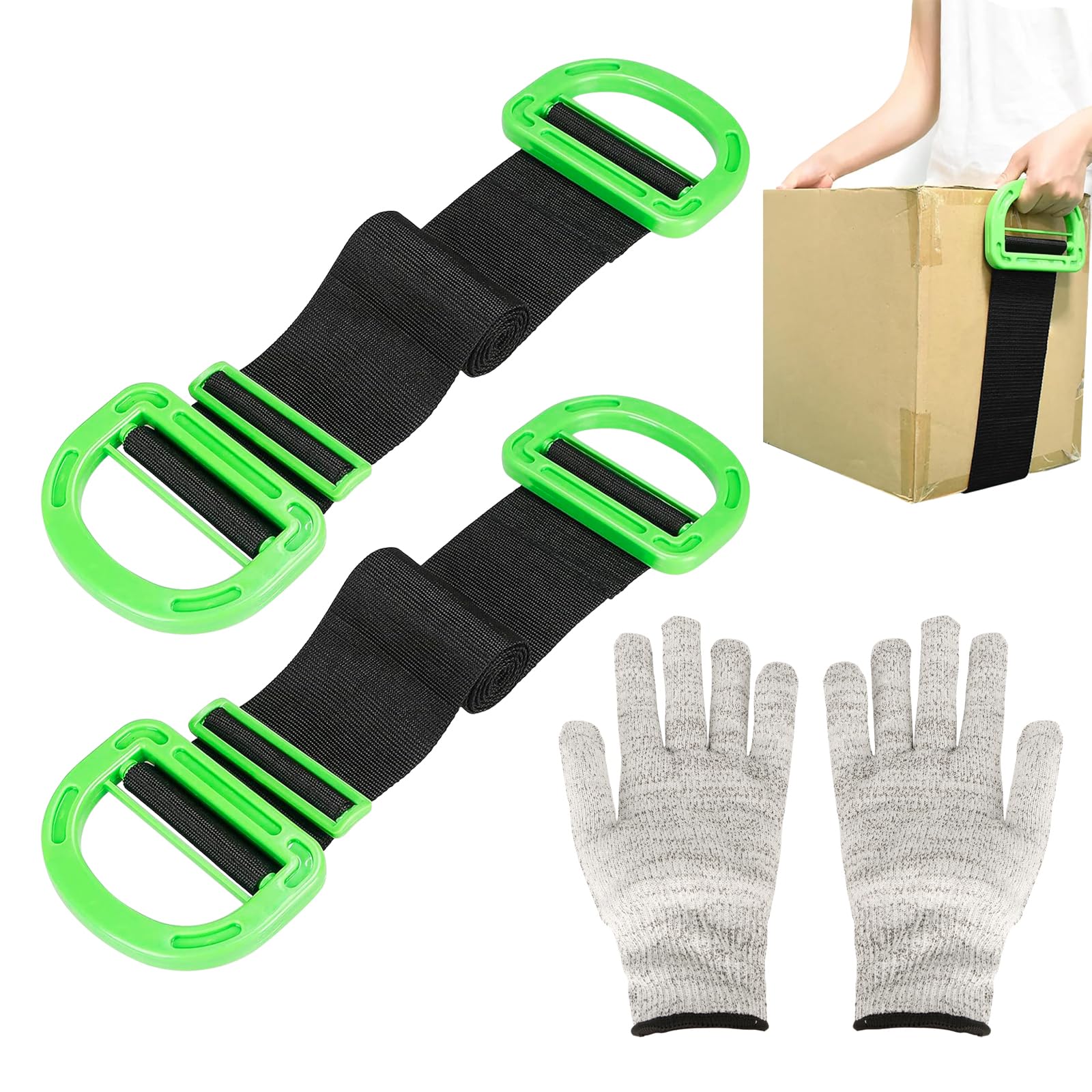 2 Piezas Correas para Mover, Correas de Elevación Ajustables, con 1 Pares de Guantes, 600 Libras Objetos Pesados, Correas de Transporte para Mudanza para Mover Muebles, Electrodomésticos