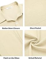 Vista 25 de COOFANDY Camisa Oxford de manga larga con botones para hombre, camisas de vestir de ajuste regular