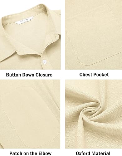 Miniatura 25 de COOFANDY Camisa Oxford de manga larga con botones para hombre, camisas de vestir de ajuste regular
