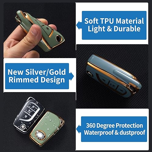 Miniatura 3 de Funda para llavero Toyota con cordón de cuero, protección para llave de automóvil Toyota Avalon Camry Corolla RAV4 Sequoia Highlander 3 botones