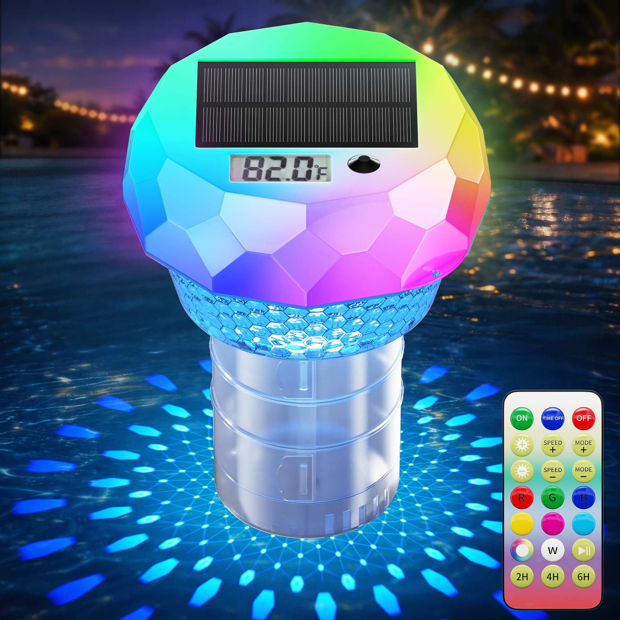 Photo 1 of ***BROKEN, SOLD FOR PARTS*** Ketom Solar Pool Chlorine Floater with Thermometer - Remote Control Floating Chlorine Dispenser with RGB Waterproof Pool Light Chlorine Tablet Floater 3 inch for Outdoor Swimming Hot Tub Spa