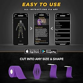 Kinesiology Tape-Incredible Support for Athletic Sports and Recovery+Free Taping Guide-Uncut 2 inch 16.4 feet Roll (Indigo Purple + Free Taping Guide, Pack of 1)