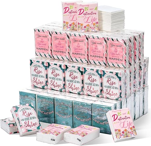 Miniatura 8 de Outus Paquete de 200 pañuelos de bolsillo de tamaño de viaje, paquetes de pañuelos faciales individuales a granel, mini papel de bolsillo inspirador