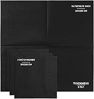Vista 2 de Servilletas de cena negras, servilletas de papel desechables de 3 capas - para bar, cenas, bodas, cumpleaños, hechas en la UE, (125 unidades)