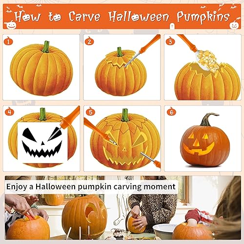 Miniatura 4 de Kaliosy Kit de 6 herramientas de tallado de calabaza de Halloween, herramientas de tallado de acero inoxidable para Halloween, faroles decorativos,