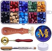 Vista 21 de SWANGSA Kit de sello de cera con letra inicial del alfabeto A, sello de sellado de letras de mariposa vintage con 200 cuentas de cera de sellado