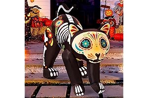 Huray Rayho Coco Inflatable: Day of the Dead Skull Cat with LED Lights