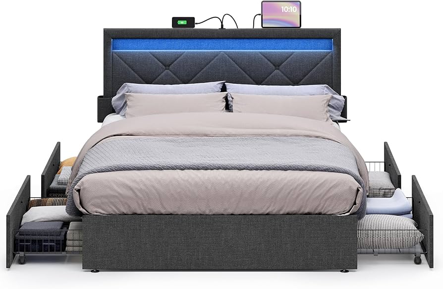 Amazon.com: VASAGLE LED Bed Frame Full Size, Full Bed with