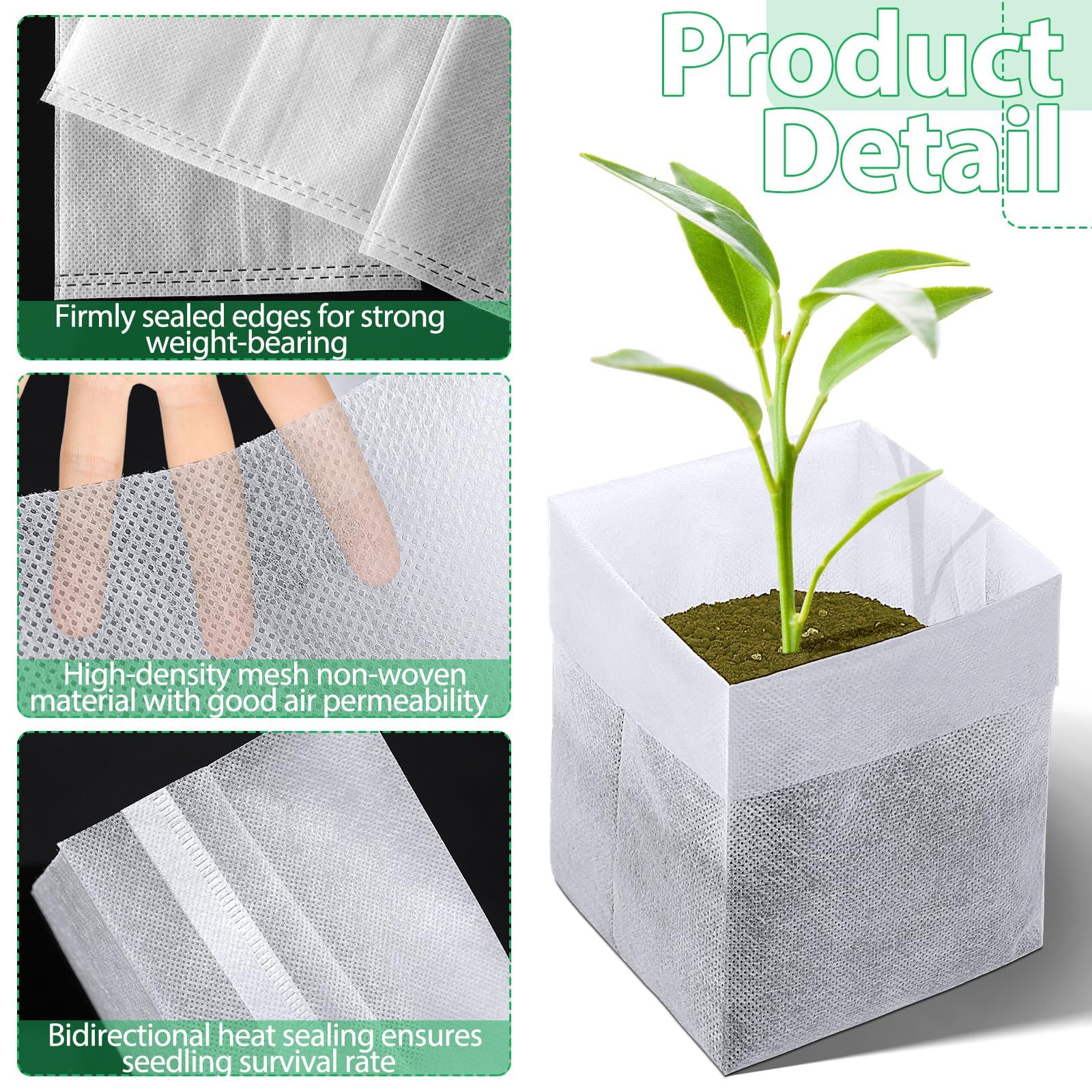 Augshy Lot de 200 sacs de culture non tissés pour pépinière - Sacs de plantation pour légumes, fleurs, fruits, arbres (22,9 x 22,9 cm)