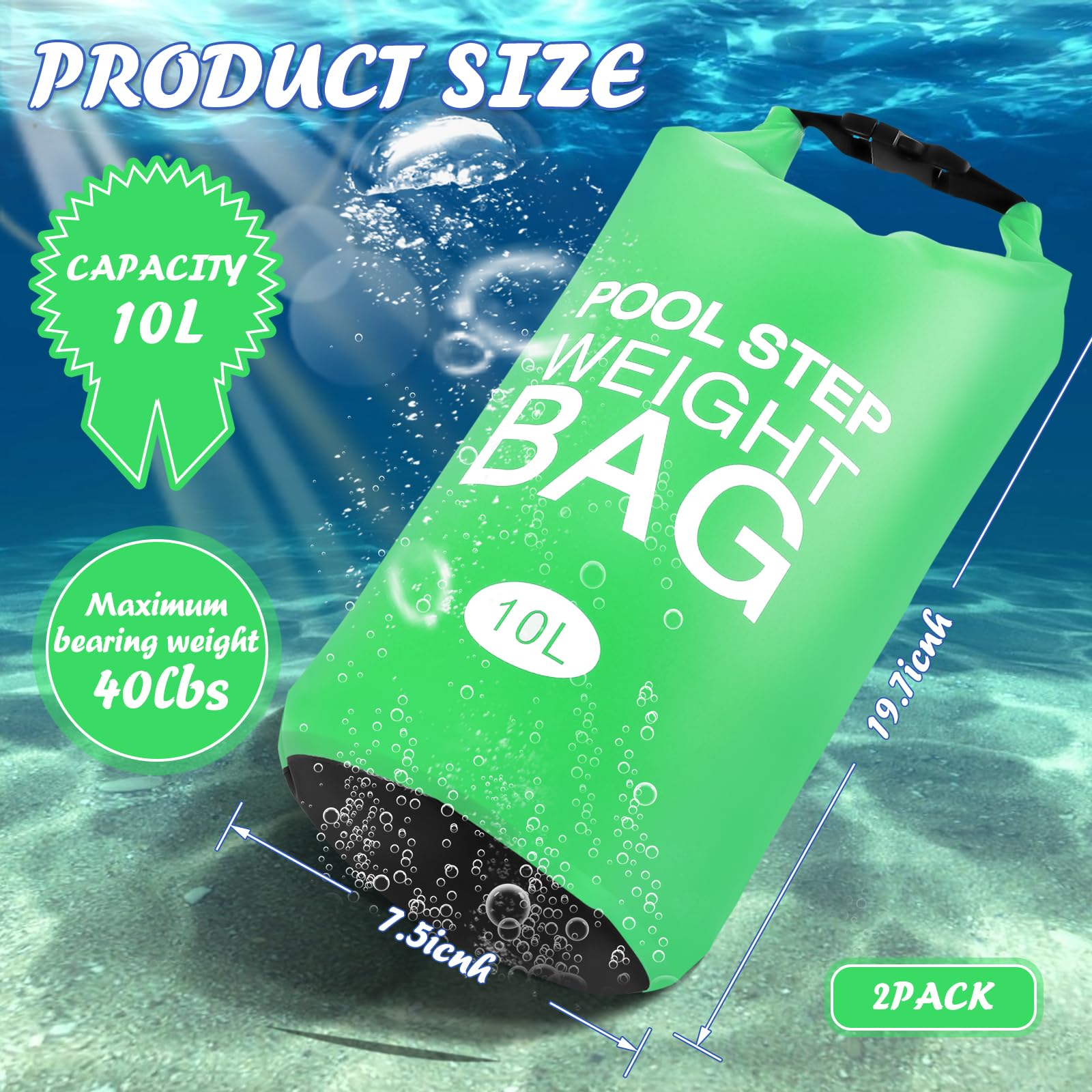 Snapklik.com : 2 Pack 10L/25lb Universal Pool Step Weights 250D PVC ...