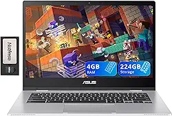 ASUS Laptop Chromebook CX1 de 14 polegadas FHD, Intel Celeron N4500, 4 GB de RAM, 224 GB de armazenamento (conjunto de estação de ancoragem de 64 GB eMMC + 160 GB), gráficos Intel UHD, Wecam 720p