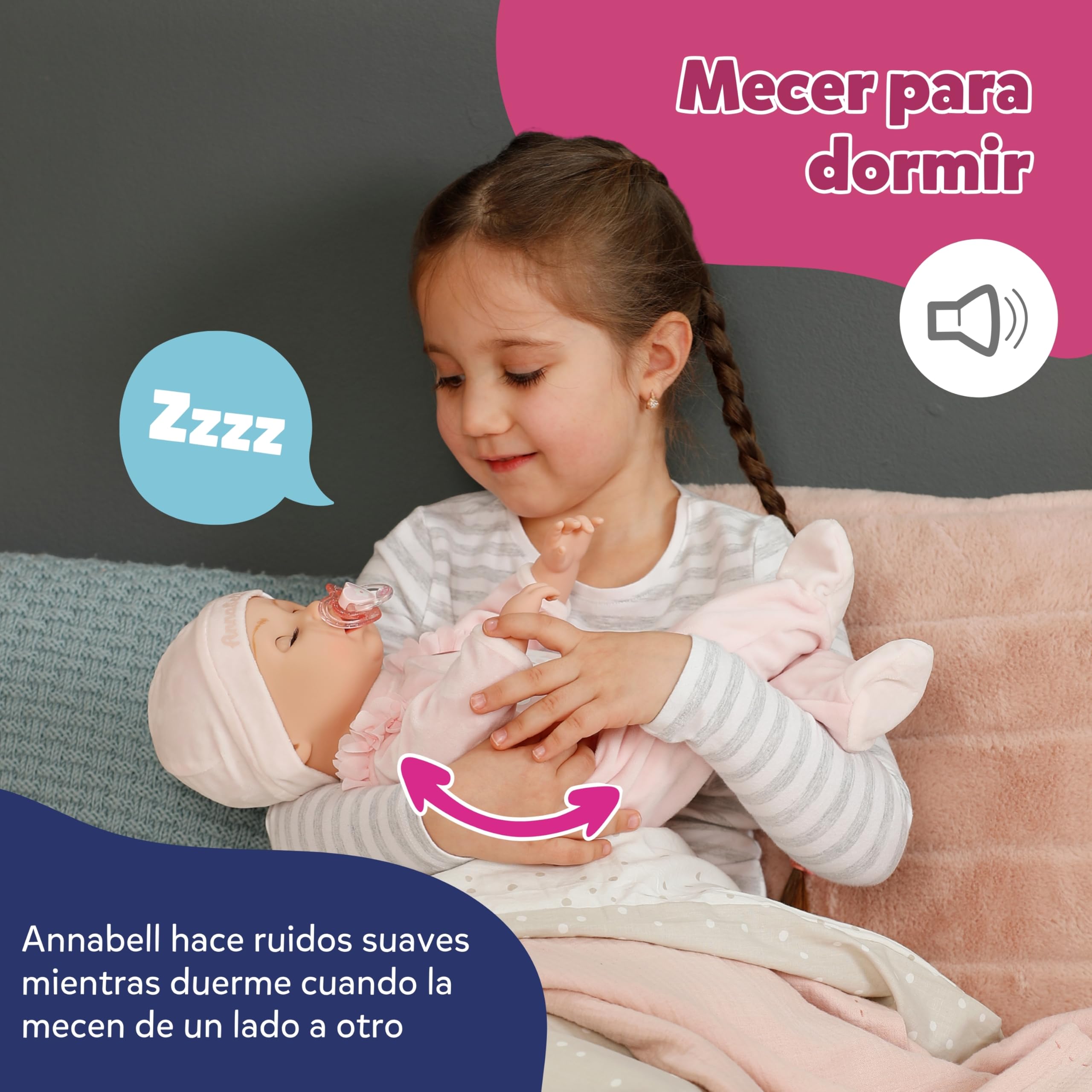 Baby Born Annabell 43 cm - Muñeca Suave con 7 Funciones electrónicas y Sonido - Apta para niños a Partir de 3 años - Muñeca con Accesorios incluidos - Requiere Pilas