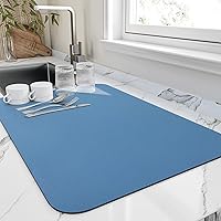 Vista 1 de Tapete de secado de platos para encimera de cocina, resistente al calor, parte trasera de goma antideslizante, súper absorbente, oculta las manchas