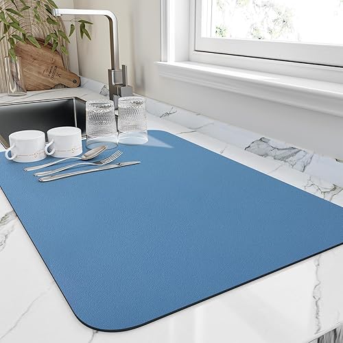 Miniatura 1 de Tapete de secado de platos para encimera de cocina, resistente al calor con parte trasera de goma antideslizante, tapete de drenaje súper absorbente