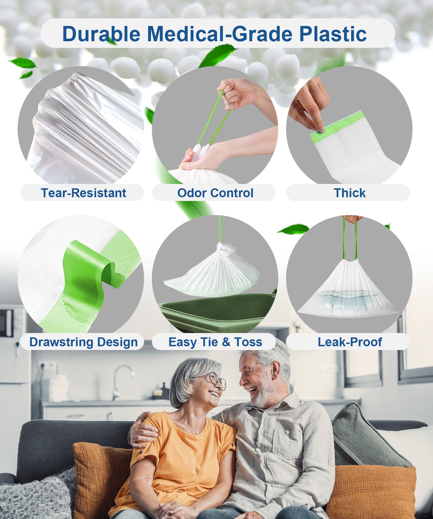 Bedside Commode Liners - Disposable & Leakproof -6 Bedside Commode Liners - Disposable & Leakproof -6