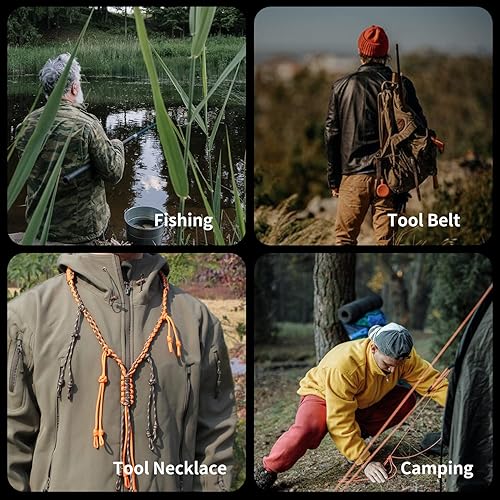 Miniatura 5 de Paracord 550 PSKER - Cuerda de paracaídas de nailon de 100 pies y 7 hebras con núcleo de arranque de fuego impermeable para emergencia, táctica,