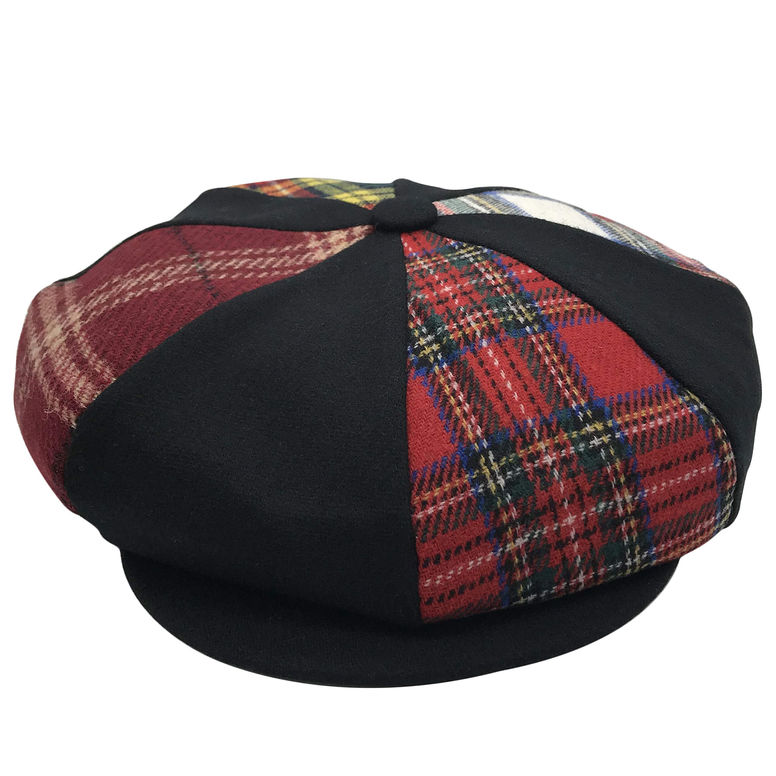 Emstate Patch Combo Plaid Mens Wool 8 Panel Applejack Baker Boy Newsboy Cap Made in USA