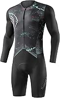 Santic Men's Long Sleeve Triathlon Suit - Breathable Padded Cycling Skinsuit for Triathletes, Swim Bike Run