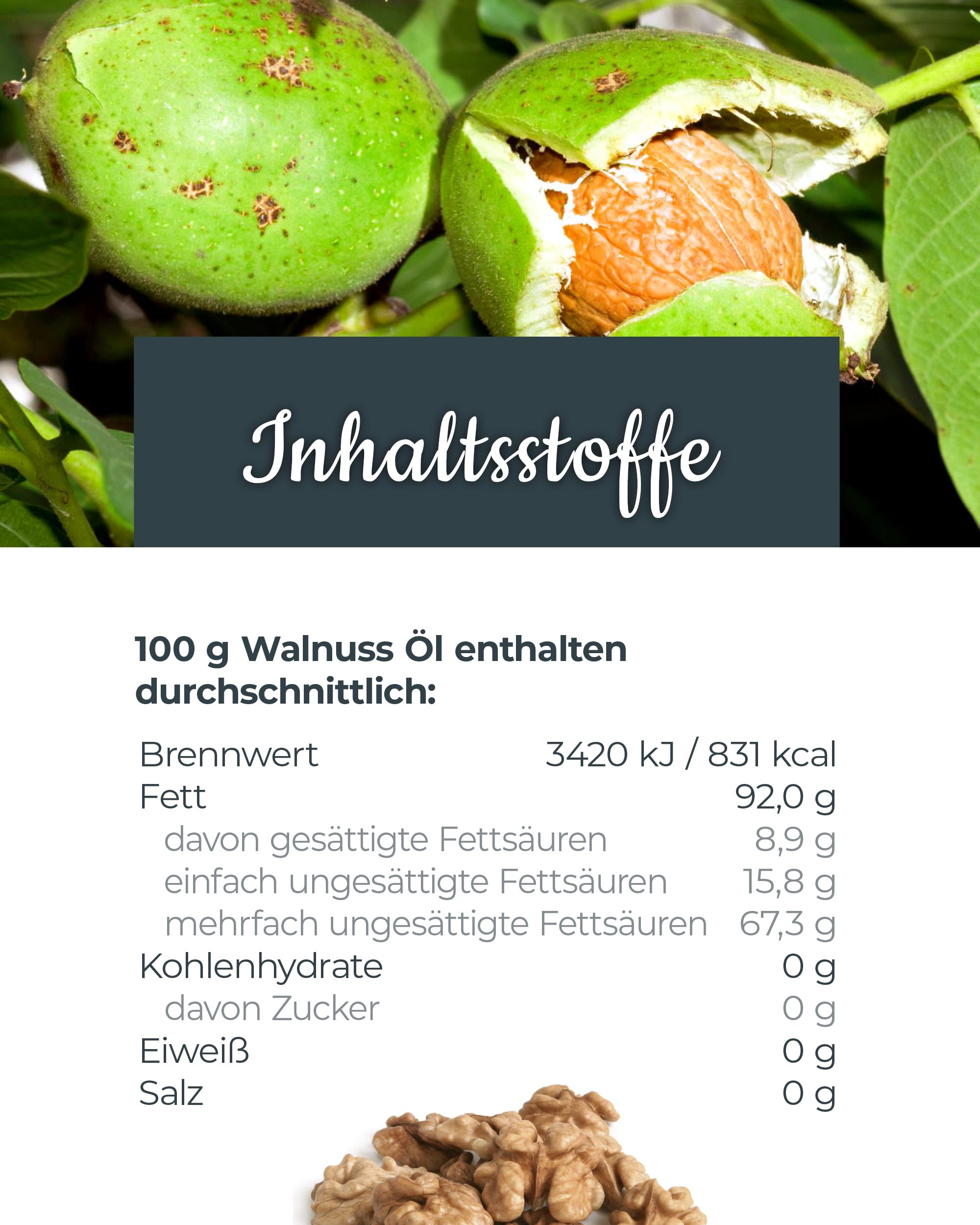 Hohenloher Bauerngenossenschaft Walnussöl kaltgepresst 250ml - Schonend kaltgepresstes Walnussöl mit nussig-feinherbem Aroma - Öl von regionalen Walnussbäumen
