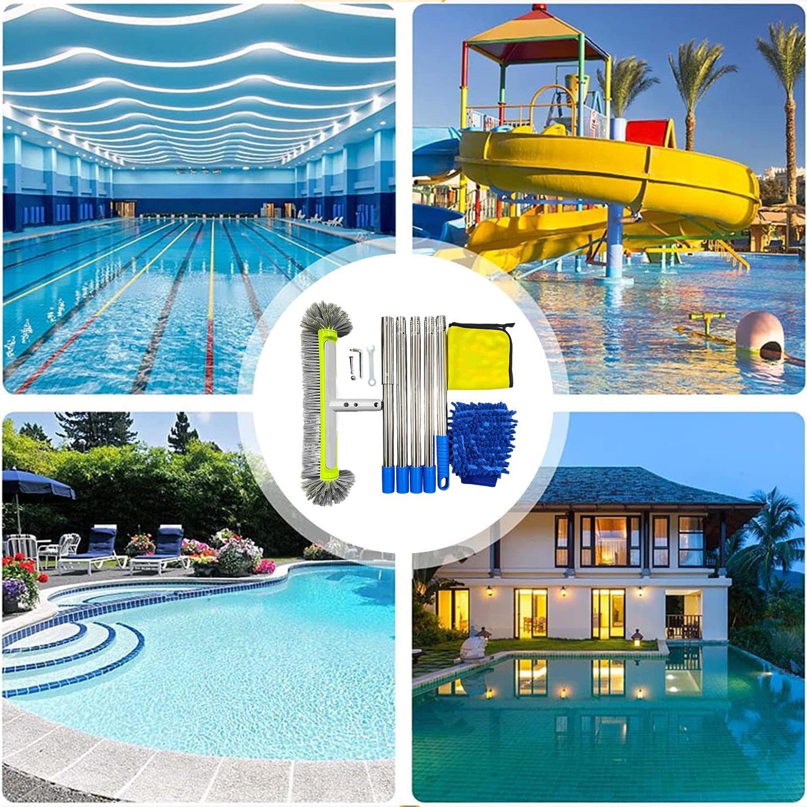Spazzola pulisci piscina Pulitore Rotondo Rinforzato a Testa Rimovibile | per Pareti Pavimento Angoli Vasca Idromassaggio Spa per Piastrelle Pavimenti Angoli Vasca Idromassaggio Doccia Terrazzo