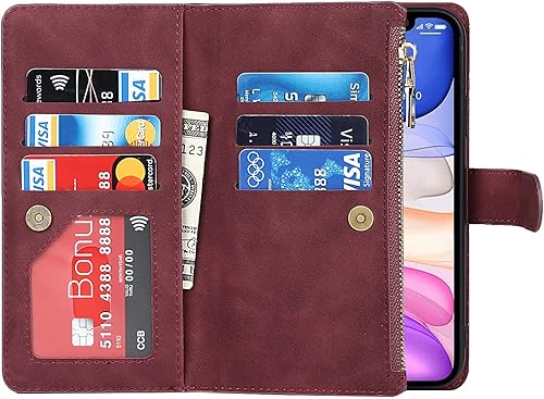 Miniatura 6 de Jaorty Funda para iPhone 11 con tarjetero para iPhone 11, funda cruzada para iPhone 11 con correa y cordón para el hombro, bolsillo con cremallera,