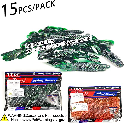 Miniatura 6 de VMSIXVM - Señuelos de pesca para lubina, cabeza de plantilla de pesca VMSIXVM Shad señuelo, cebos de plástico suave con cola de palo, kit de cebos