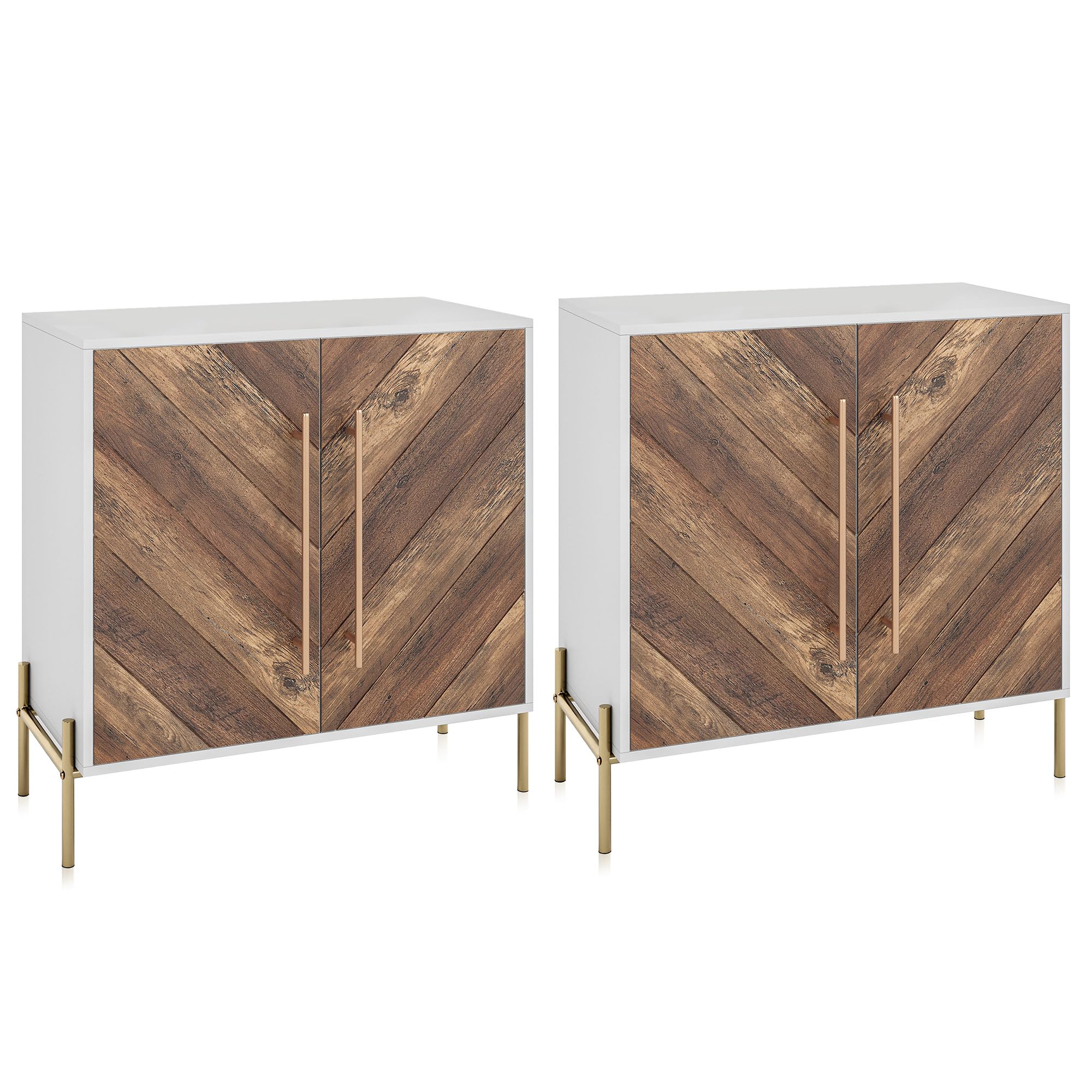 BELLEZESet of 2 Sideboard Buffet Cabinet with Doors & Adjustable Shelves, Kitchen Storage Cabinet, Modern Accent Cabinet for Entryway, Living Room, or Bedroom, Storage Credenza - Harper (Rustic Oak)