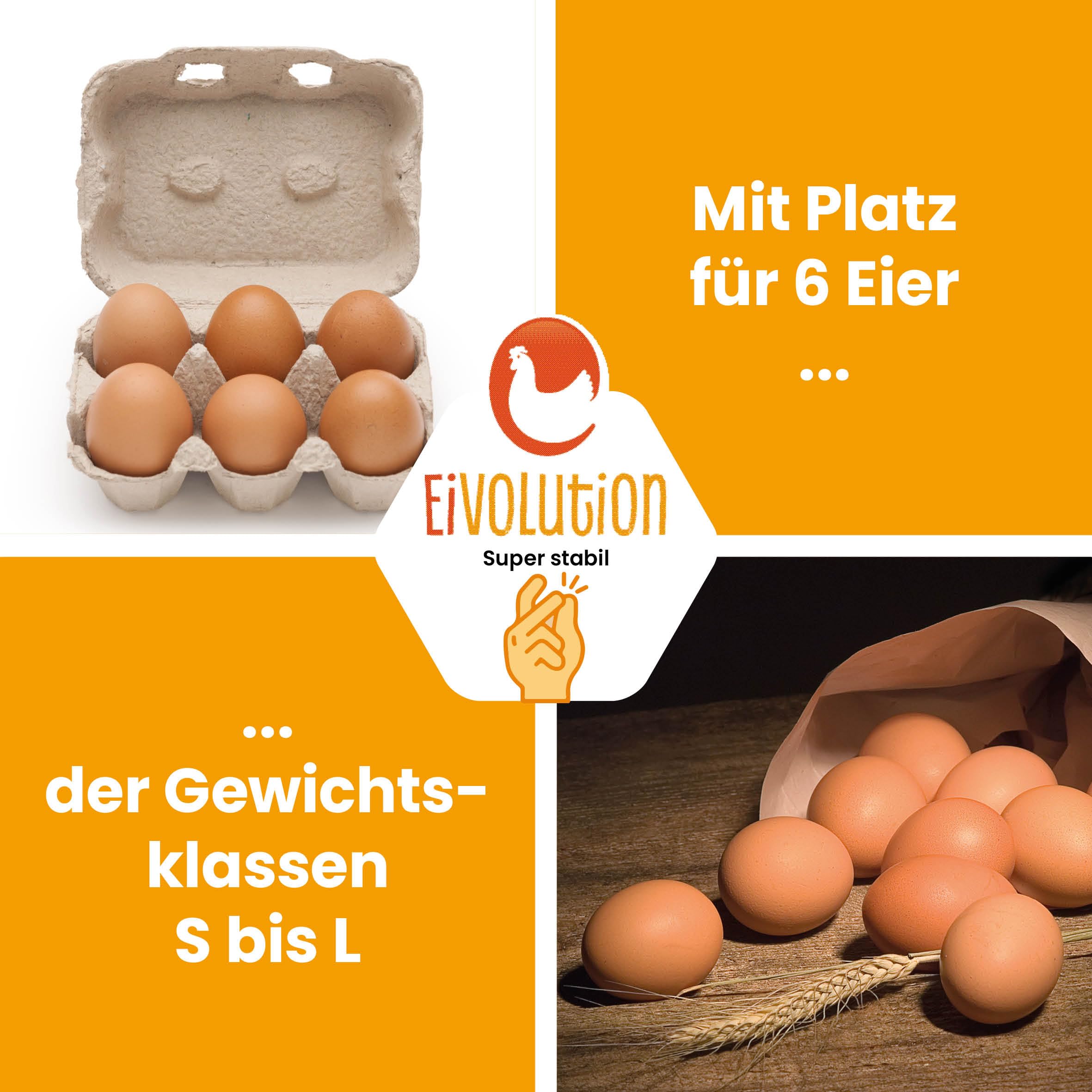 Eierschachteln 6er Pappe 146 Stück – Eierkarton Grau Blanko für Hühnereier S, M, L