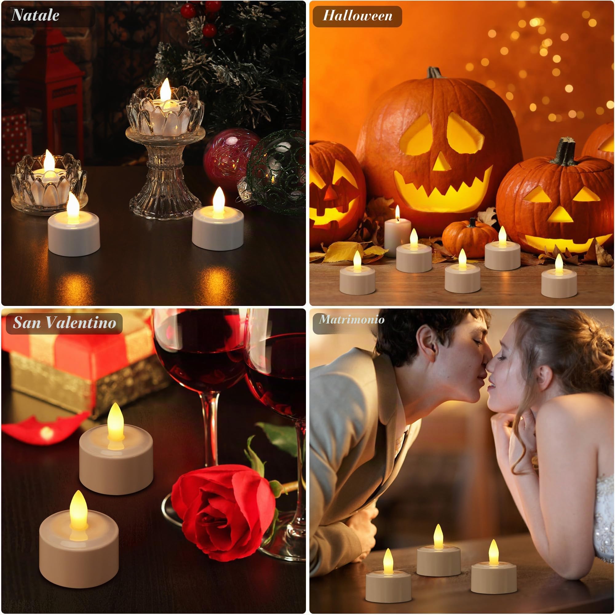 EXTSUD Set di 6 Candele Riscaldatore LED Ricaricabile Candela LED Fiamma Tremolante con Stazione di Ricarica e Telecomando, Decorazione per Natale Compleanno Matrimonio Cena Ristorante Hotel