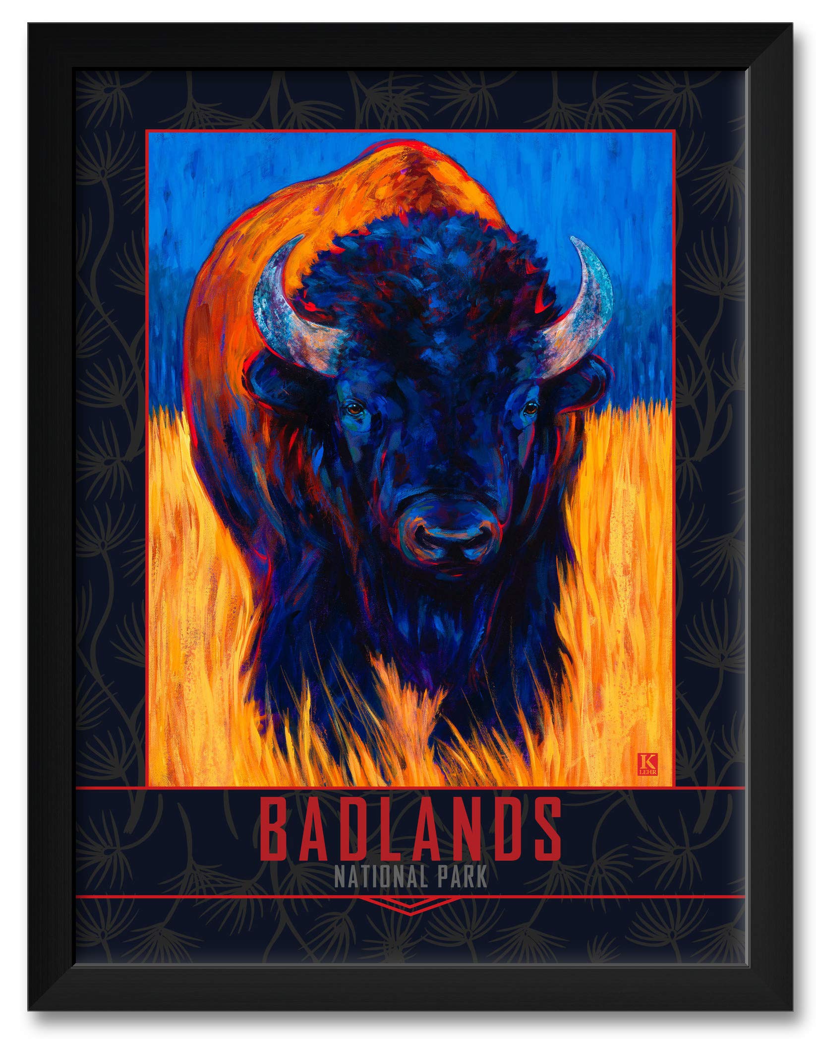 Badlands National Park Lone Bison Giclee Art Print Poster by Kari Lehr 18x24 / 20x26 inch KL-65024 NFF-EC