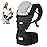 FRUITEAM 6-in-1 Baby Carrier with Waist Stool/Hip Seat for Breastfeeding, One Size Fits All - Adapt to Newborn, Infant & Toddler (Cool Black)