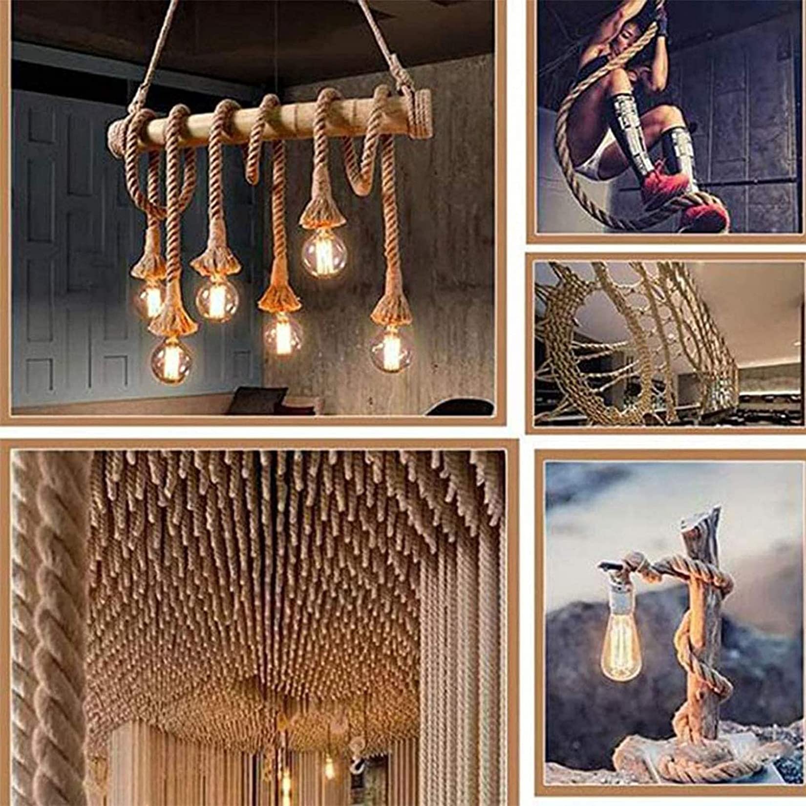 Cuerda De Yute Natural Cuerda De Cáñamo Retorcida,Cuerda De Yute Fuerte,Cuerda De Sisal Trenzada Sólida Multifuncional para Manualidades,Muelles,Paisajismo Decorativo,Escalada