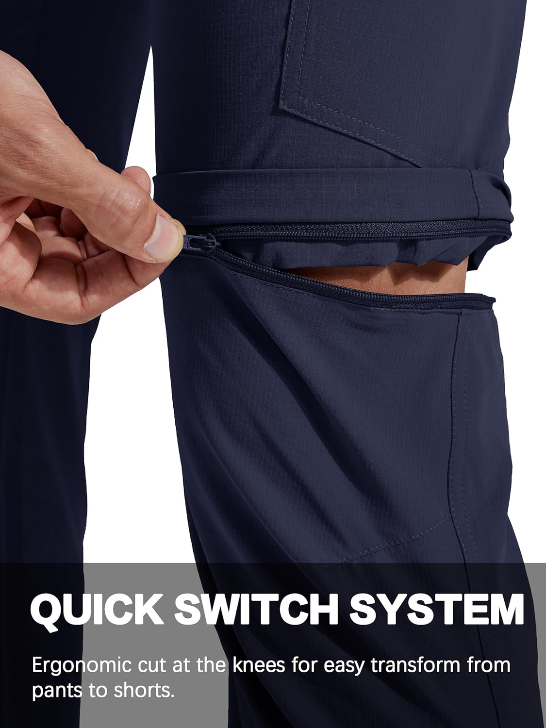 Mens Hiking Pants Convertible Quick Dry Water Resistant Lightweight Zip Off Fishing Outdoor Travel Cargo Pants - Image 5