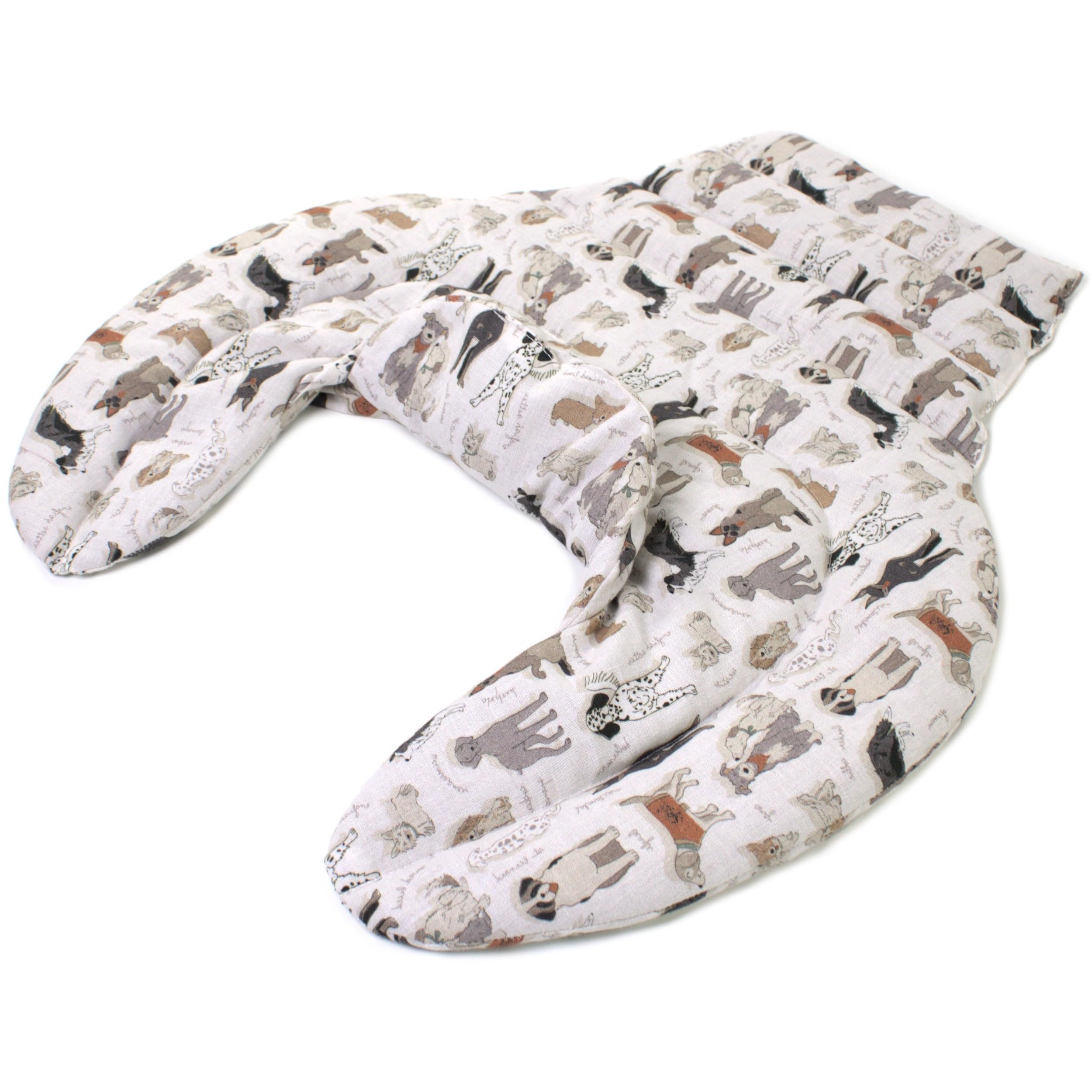 Cojín térmico para las vértebras cervicales – Cuello + hombros + espalda. Algodón biológico Perros. Almohada térmica con huesos de cerezas. Cojín de nuca. Saco térmico.