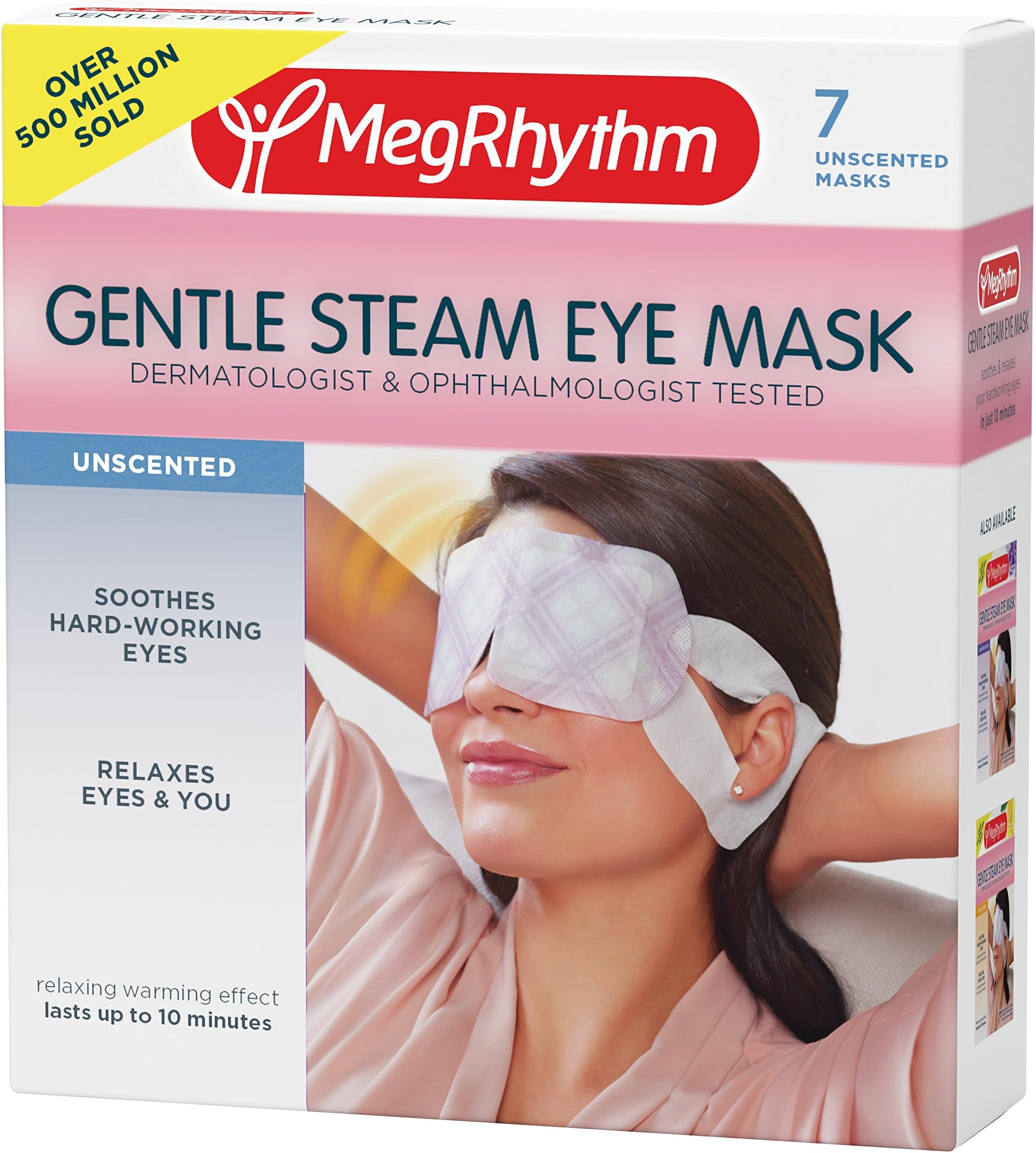 MegRhythm Gentle Steam Eye Mask, Unscented, Soothing Steam Eye Mask, Rejuvenates Eyes, Reduces Tension, 7 Count, Dermatologist and Ophthalmologist Tested