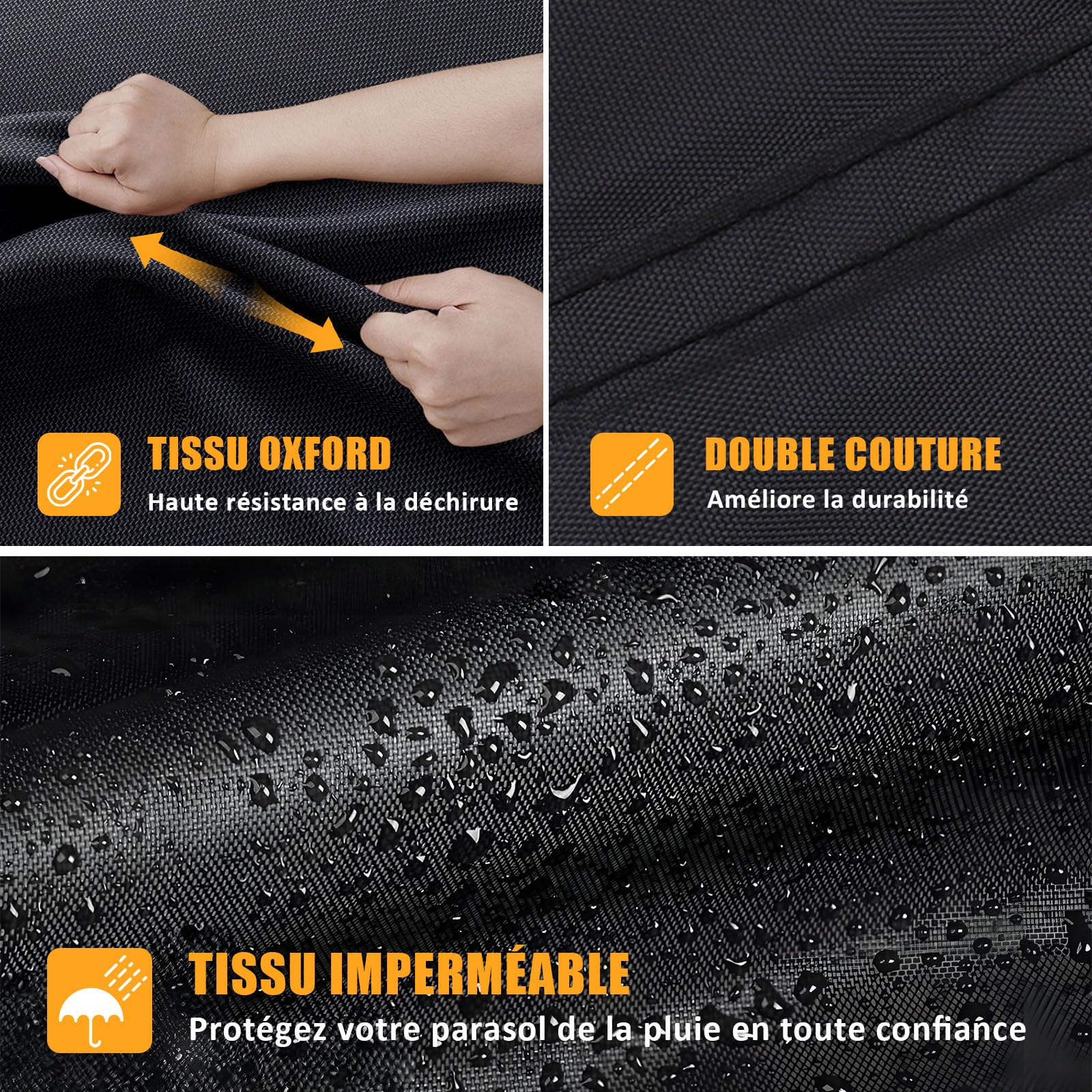 Housse de Balancelle de Jardin 3 Places, Balancelle Jardin Bache Exterieur Imperméable Anti-UV Coupe-Vent 600D Oxford pour Balancelle de Jardin, Hamac de Jardin (Noir, 220x150x150cm)
