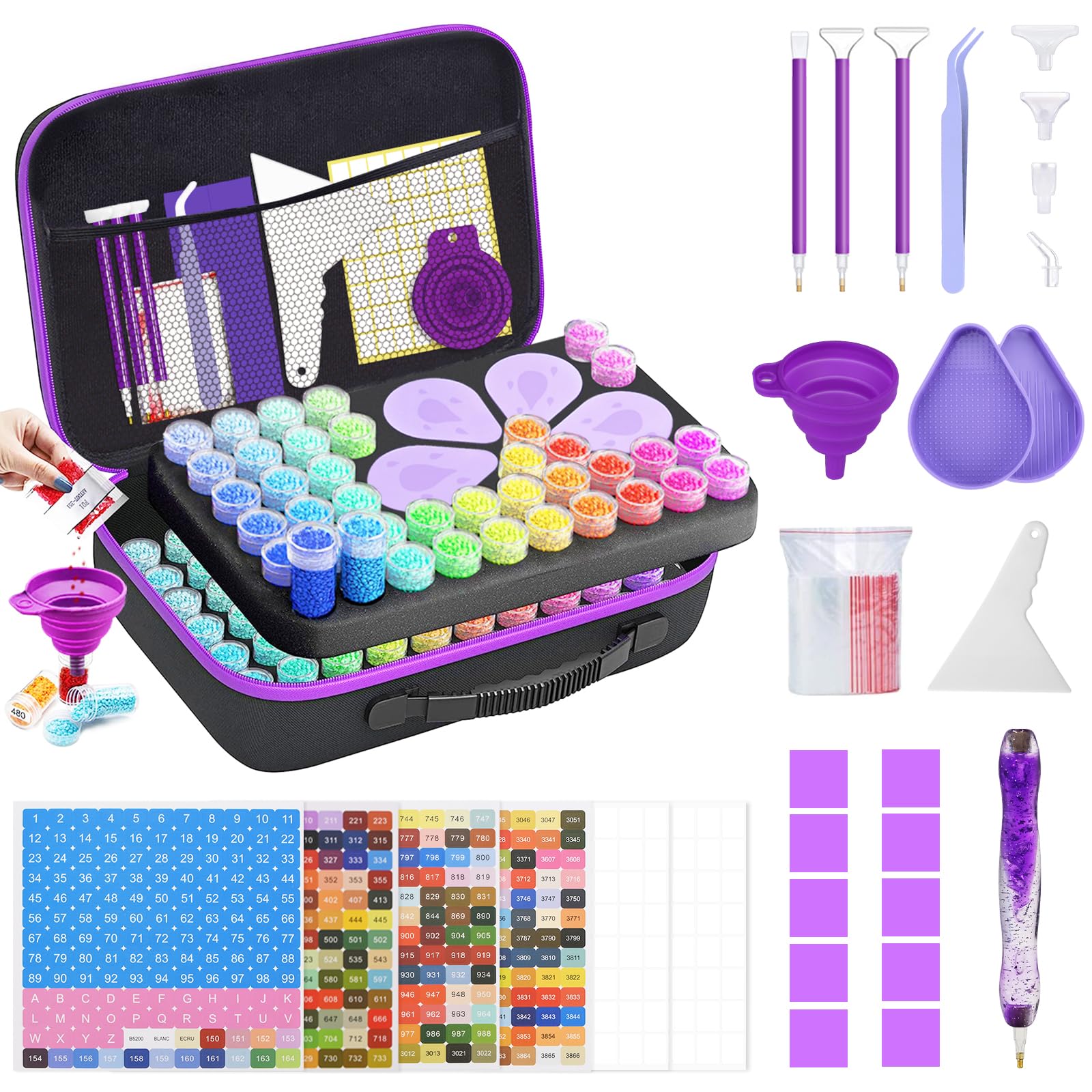 Diamond Painting Kit Completo,Diamond Painting Accessori,5D Pittura Diamante Kit,Slots Diamant Painting Accessori per Fai da Te,Unghie,Gioielli,Artigianato d'Arte E Punto Croce