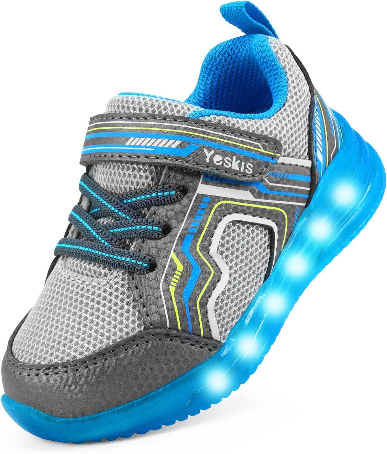 YESKIS Toddler Boys Girls Light Up Shoes LED Flashing Lightweight Mesh Breathable Adorable Running Sneakers for Toddler and Little Kid