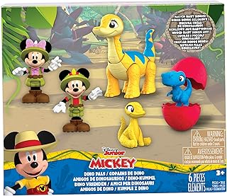 Disney Junior Mickey Mouse Funhouse Dino Pals 7-piece Figure Set, Dinosaur, Kids Toys for Ages 3 Up by Just Play