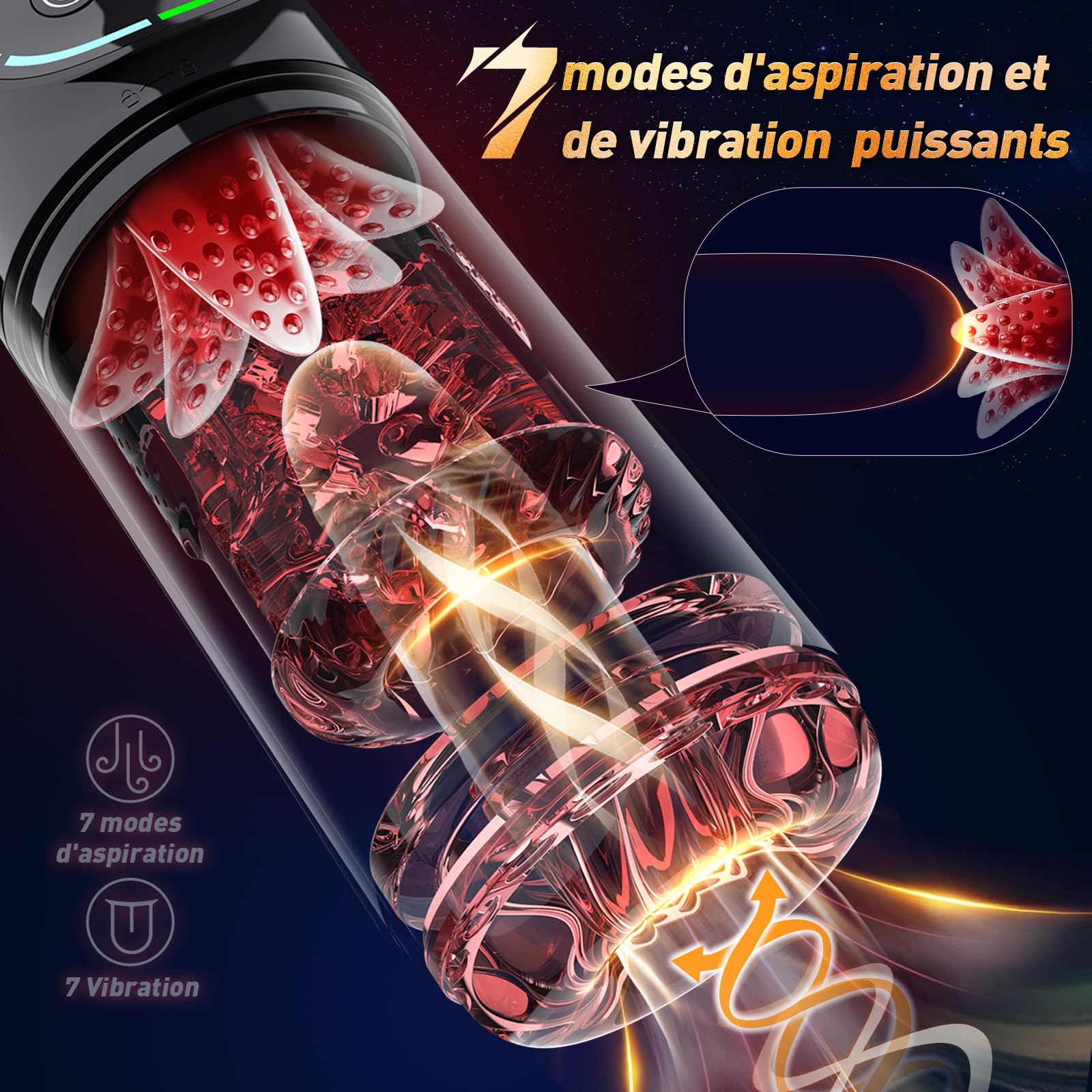 Masturbateur Homme 12s Pompe a Penis, Masturbâteur Homme Mains Libres Avec 7 Modes Télescopiques & Rotation Et Succion, Masturbateurs Masculins APP Control Sex Toys