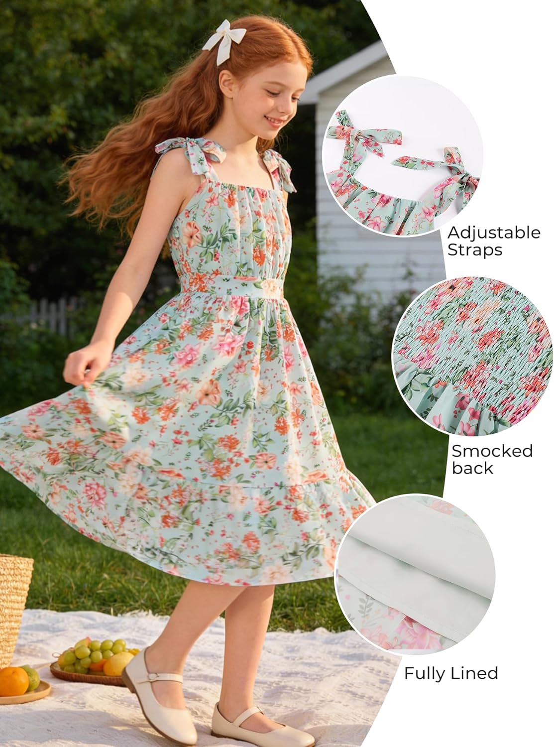 GRACE KARIN Girls Floral Chiffon Dress Summer Hawaiian Beach Vacation Party Wedding Birthday Sleeveless A-Line 7-14Y - Image 4