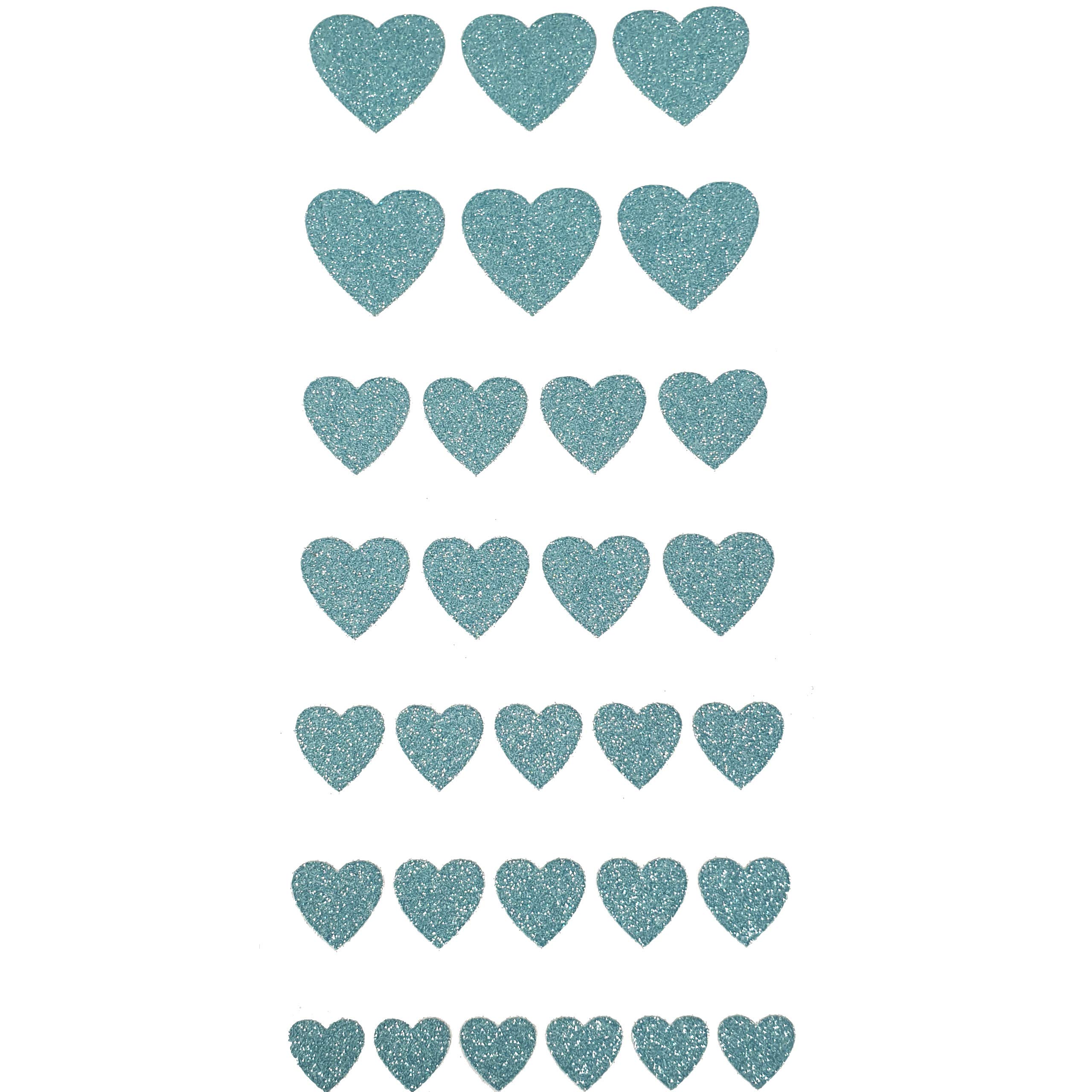 Pebble Eleven Blue Heart Stickers – Self Adhesive Craft Sticker Hearts (30, 12-25Mm Glitter )