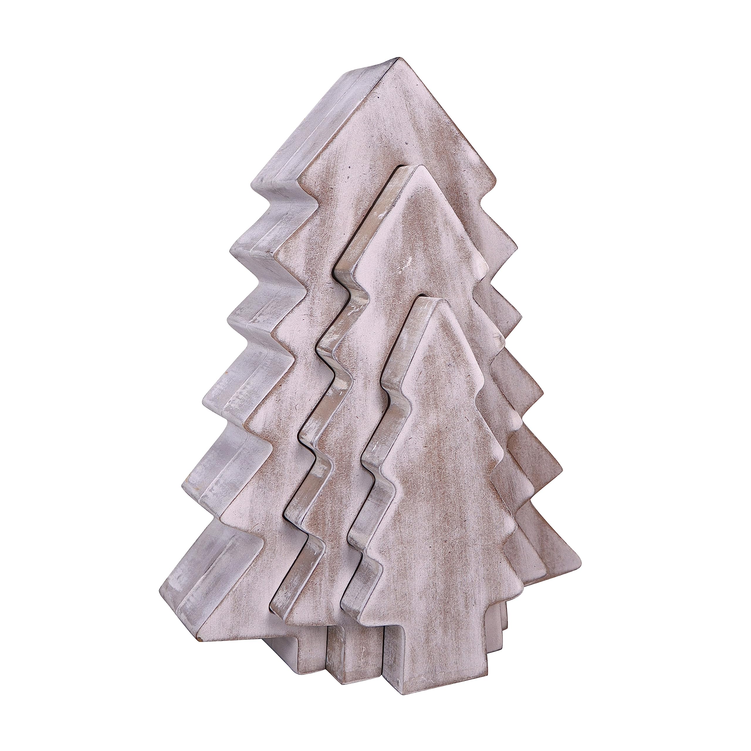 ReLIVE Wooden Block Nested Tree, Christmas Decoration, Collectible Figurine