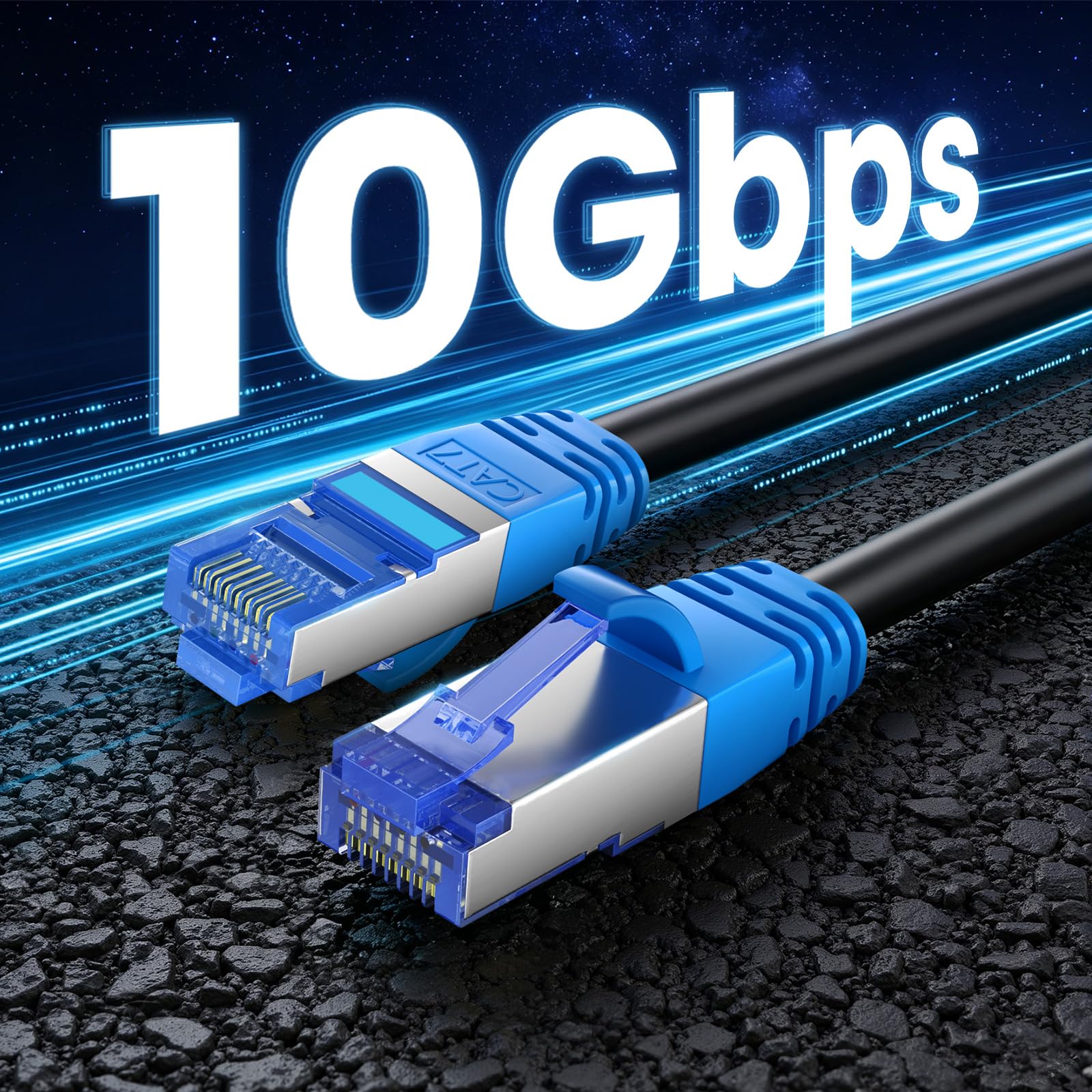 Cavo Ethernet per esterni Cat 7 da 300 piedi, 24 AWG Cavo Internet in rame puro F/FTP schermato, cavo LAN impermeabile per sepoltura diretta, LLDPE, UV, In-Ground, 10 Gbps 600 Mhz, POE, Rete