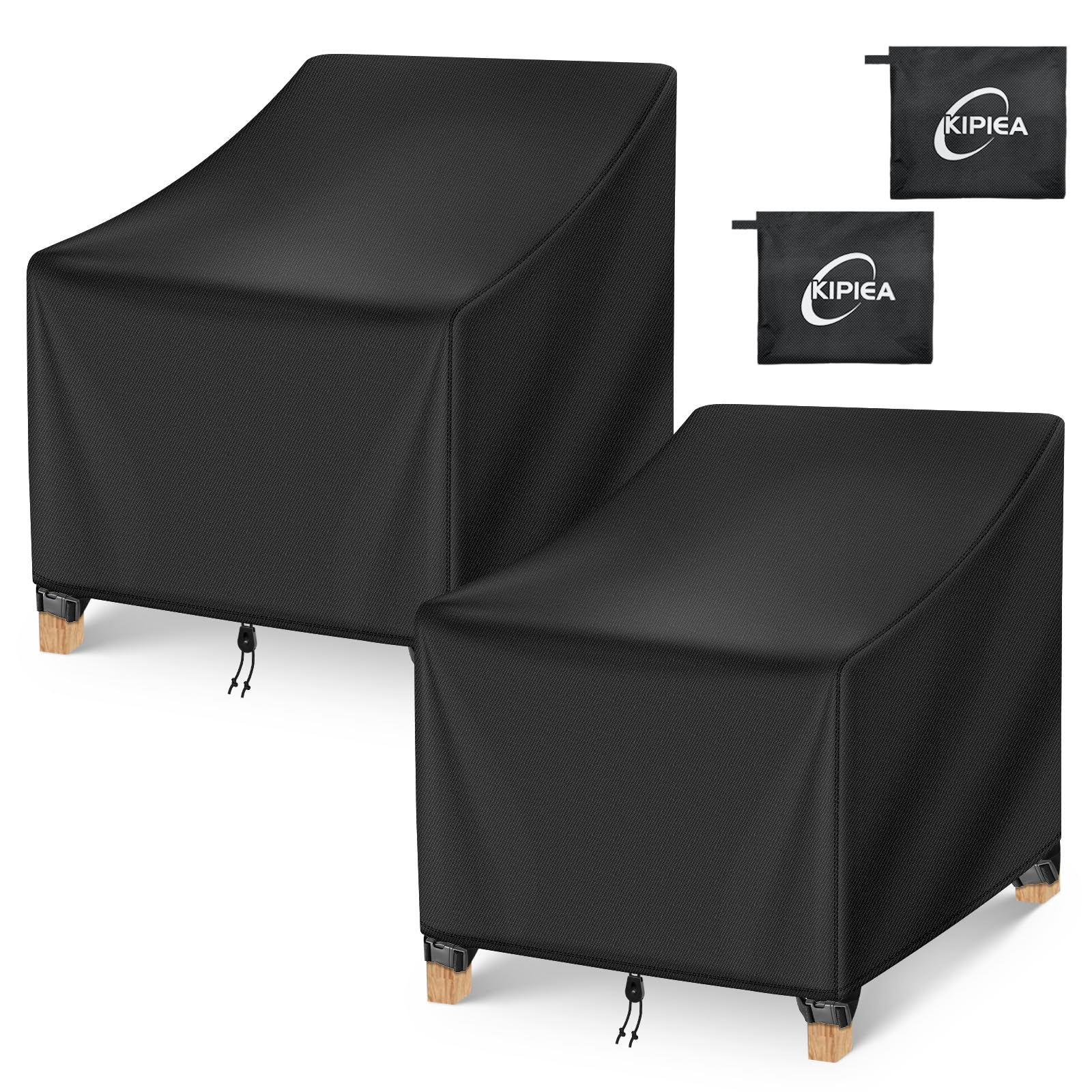 Kipiea Patio Chair Covers Waterproof Winter 2 Pack - Heavy Duty Lawn Outdoor Furniture Chair Covers with Anti UV and No Tears, No Fading (36" W x 40"