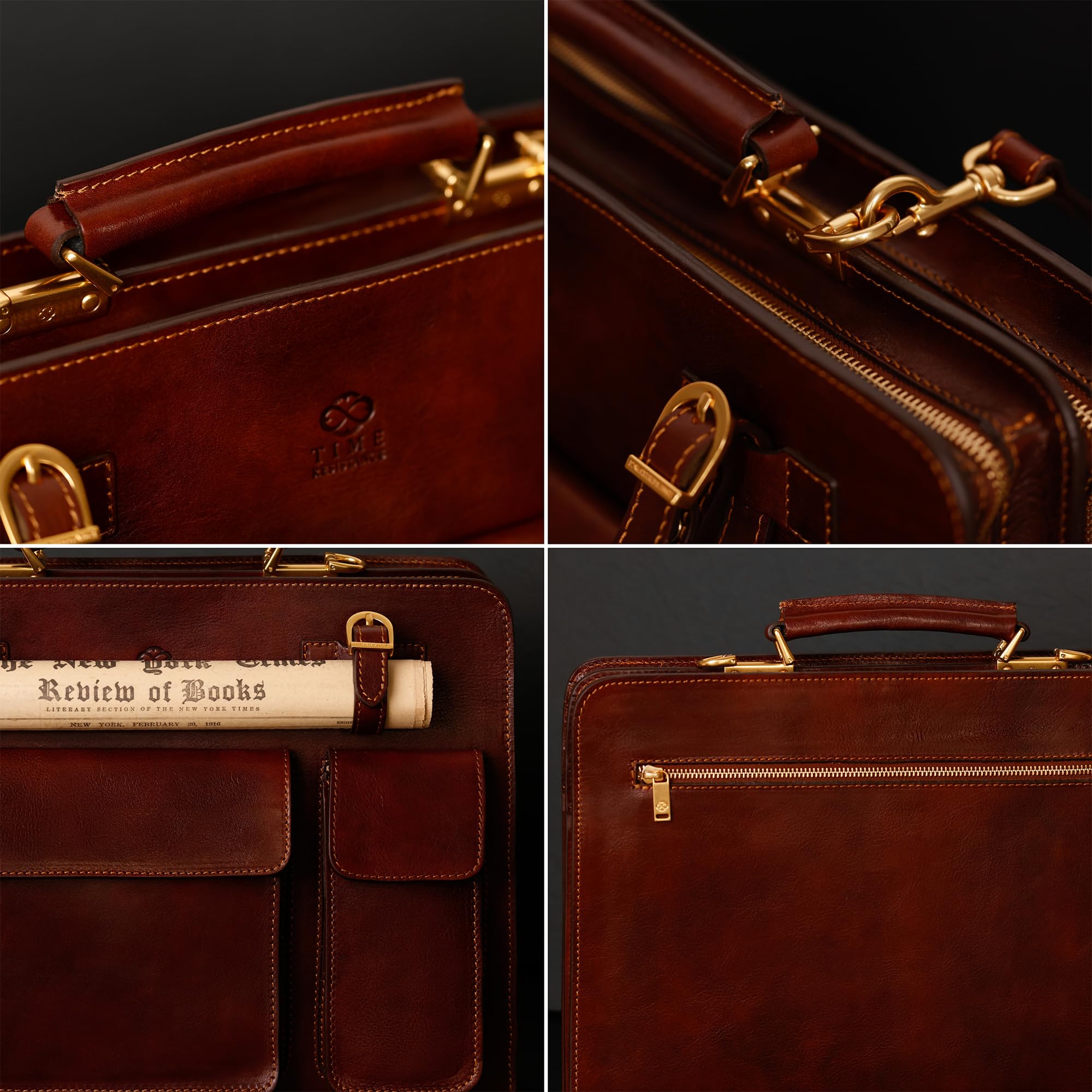 Zeitbeständigkeit Leder-Aktentasche – edle Ledertasche für Herren – Business-Aktentasche – Vintage-Aktentasche