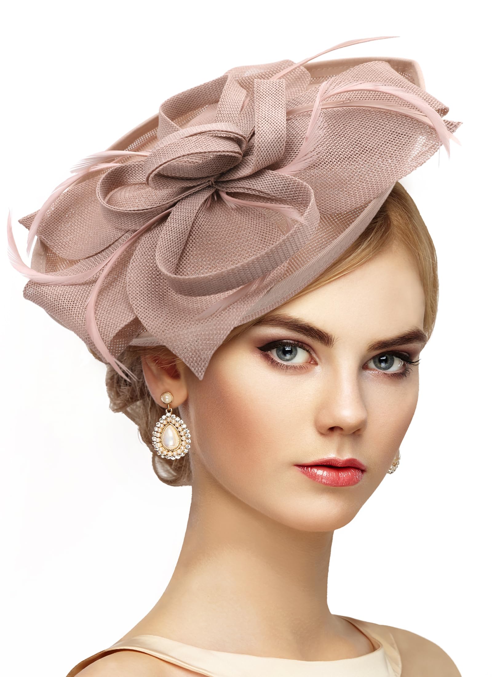 Zinniday Feather Tea Party Hat - 1920s 50s Elegant Derby Fascinators with Hair Clip, 2026 Kentucky Fascinator Hat for Women