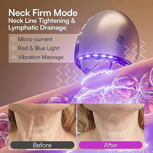 Miniatura 4 de INIA Terapia de luz roja 7 en 1 para cara y cuello Gua Sha Masajeador Facial Dispositivo con Modo Térmico y Cryo para Hinchazón y Reafirmación