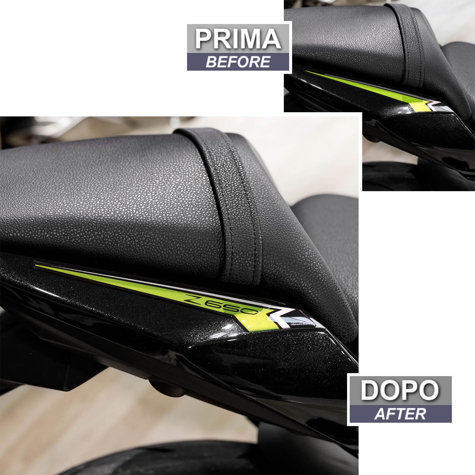 Resin Bike Motorrad-Aufkleber Set – 3D Harz-Aufkleber Zum Schutz & Dekorieren, Kompatibel Mit Kawasaki Z650 2024